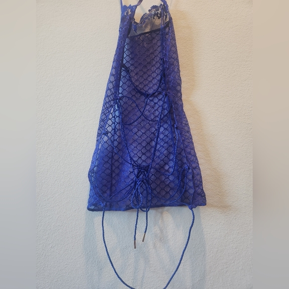 Savage x Fenty Blue Sheer Fishnet Rope Lingerie Slip - Picture 4 of 4